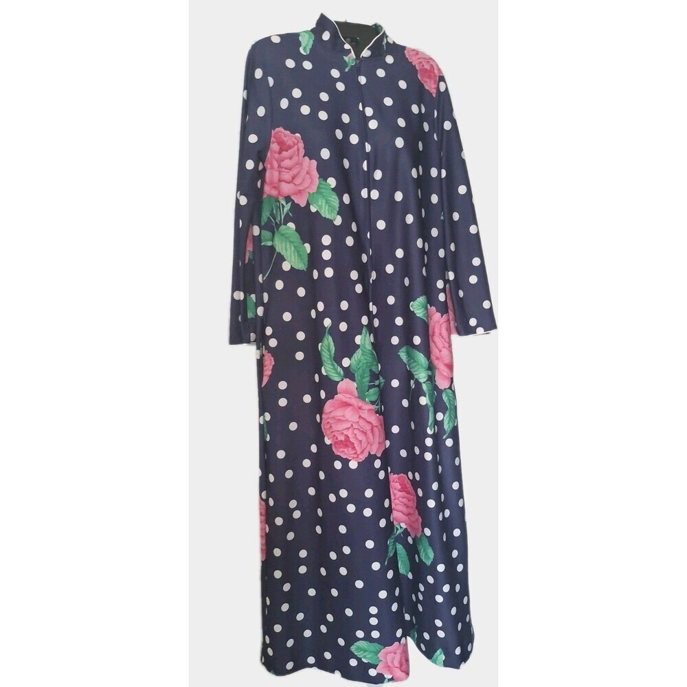 Vtg David Brown California Kaftan Robe Mumu Small Housecoat Maxi Dress Polka Dot